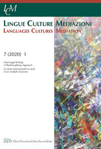 9788879169387 - Lingue culture mediazioni (LCM Journal). Ediz. inglese e francese (2020). Vol. 1: Clear legal writing: a pluridisciplina